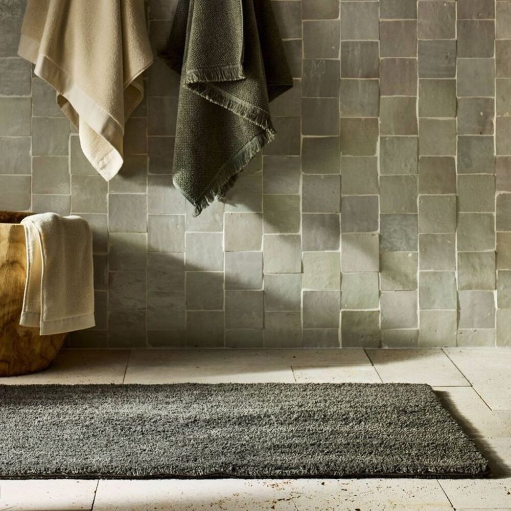 24"x40" Organic Melange Reversible Bath Rug Olive - Casaluna